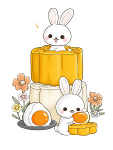 Happy Mooncake Rabbits Vinyl Car Decal Sticker – Waterproof & UV-Resistant 4.1066666666666665"