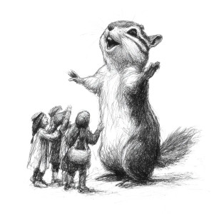 Happy Chipmunk Sketch Vinyl Car Decal Sticker – Waterproof & UV-Resistant 3.4133333333333336"