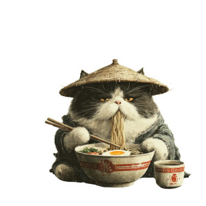 Chubby Cat Eating Vinyl Car Decal Sticker – Waterproof & UV-Resistant 3.4133333333333336"