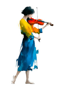 Violinist Silhouette V2 Vinyl Car Decal Sticker – Waterproof & UV-Resistant 8.96"