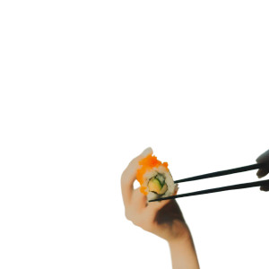 Hand Holding Sushi Vinyl Car Decal Sticker – Waterproof & UV-Resistant 6.826666666666667"