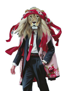 Elegant Anthropomorphic Lion Vinyl Car Decal Sticker – Waterproof & UV-Resistant 8.213333333333333"