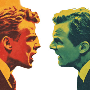 Men Arguing V2 Vinyl Car Decal Sticker – Waterproof & UV-Resistant 3.4133333333333336"