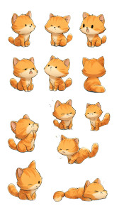 Orange Cat Mascot Vinyl Car Decal Sticker – Waterproof & UV-Resistant 9.706666666666667"