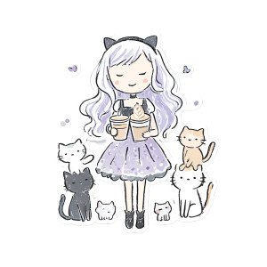 Kawaii Cat Cafe Vinyl Car Decal Sticker – Waterproof & UV-Resistant 6.826666666666667"