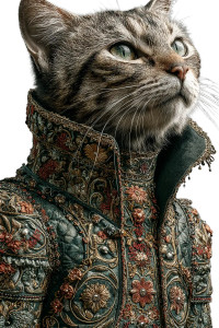 Victorian Cat Portrait Vinyl Car Decal Sticker – Waterproof & UV-Resistant 8.96"