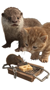 Kitten And Mouse Standoff Vinyl Car Decal Sticker – Waterproof & UV-Resistant 9.706666666666667"