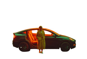 Tesla With Woman Vinyl Car Decal Sticker – Waterproof & UV-Resistant 2.986666666666667" Tesla With Woman Vinyl Car Decal Sticker – Waterproof & UV-Resistant 2.986666666666667"
