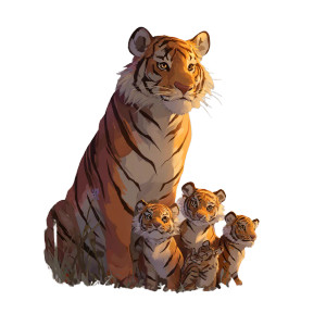 Tigress With Cubs Vinyl Car Decal Sticker – Waterproof & UV-Resistant 3.4133333333333336"