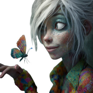 Girl With Butterfly V3 Vinyl Car Decal Sticker – Waterproof & UV-Resistant 6.826666666666667"