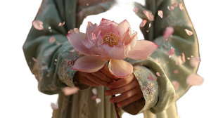 Lotus In Hands Vinyl Car Decal Sticker – Waterproof & UV-Resistant 2.72"