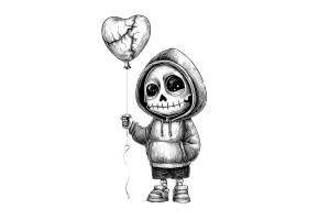 Chibi Skeleton Child Vinyl Car Decal Sticker – Waterproof & UV-Resistant 2.986666666666667"