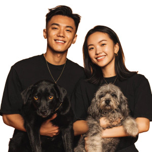 Young Couple With Pets Vinyl Car Decal Sticker – Waterproof & UV-Resistant 3.4133333333333336"