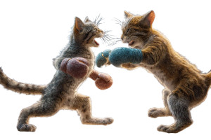 Boxing Cats Vinyl Car Decal Sticker – Waterproof & UV-Resistant 2.986666666666667"