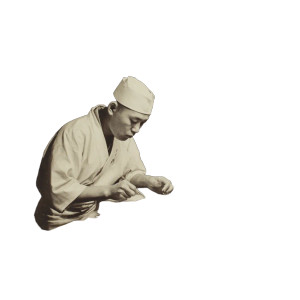 Sushi Chef Working Vinyl Car Decal Sticker – Waterproof & UV-Resistant 3.4133333333333336"