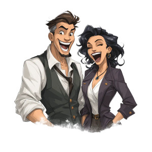 Laughing Cartoon Duo V2 Vinyl Car Decal Sticker – Waterproof & UV-Resistant 3.4133333333333336" Laughing Cartoon Duo V2 Vinyl Car Decal Sticker – Waterproof & UV-Resistant 3.4133333333333336"