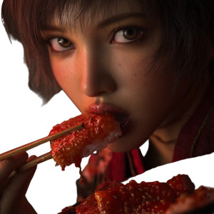 Spicy Rice Bite Vinyl Car Decal Sticker – Waterproof & UV-Resistant 3.4133333333333336"