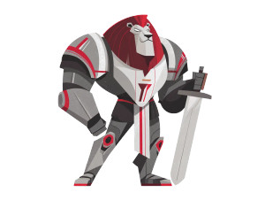 Knight Lion Mascot Vinyl Car Decal Sticker – Waterproof & UV-Resistant 6.1866666666666665"