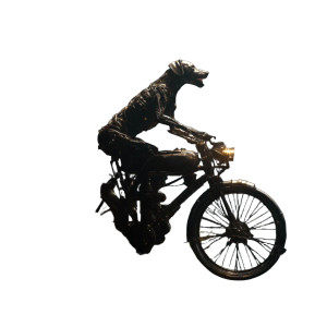 Dog On Bike V2 Vinyl Car Decal Sticker – Waterproof & UV-Resistant 3.4133333333333336"