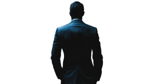 Stylized Businessman Silhouette Vinyl Car Decal Sticker – Waterproof & UV-Resistant 2.72"