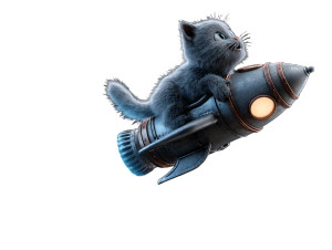 Cat On Rocket V2 Vinyl Car Decal Sticker – Waterproof & UV-Resistant 6.1866666666666665"