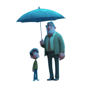 Father With Umbrella Vinyl Car Decal Sticker – Waterproof & UV-Resistant 3.4133333333333336"