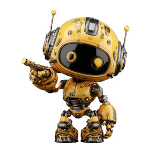 Cartoon Robot Points Vinyl Car Decal Sticker – Waterproof & UV-Resistant 3.4133333333333336"