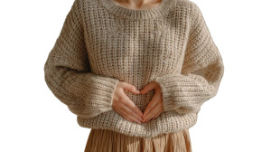 Serene Woman Heart Gesture Vinyl Car Decal Sticker – Waterproof & UV-Resistant 2.72"