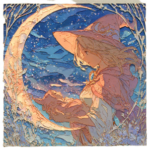 Moonlit Witch Silhouette Vinyl Car Decal Sticker – Waterproof & UV-Resistant 3.4133333333333336"