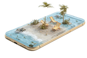 Iphone Beach Scene Vinyl Car Decal Sticker – Waterproof & UV-Resistant 2.986666666666667"