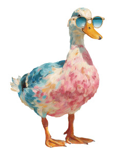 Retro Duck Clipart Vinyl Car Decal Sticker – Waterproof & UV-Resistant 8.213333333333333"