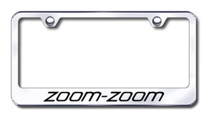 Zoom-Zoom License Plate Frame | Engraved Stainless Steel | Theft Deterrent | Chrome Finish