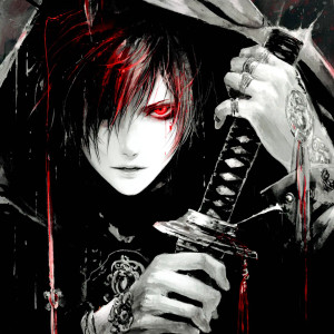 Red-Haired Swordsman V3 Vinyl Car Decal Sticker – Waterproof & UV-Resistant 3.4133333333333336"