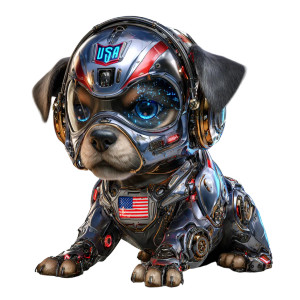 Cyber Puppy Patriot Vinyl Car Decal Sticker – Waterproof & UV-Resistant 6.826666666666667"