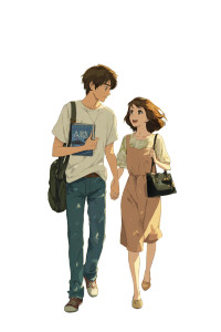 Anime Couple Stroll V4 Vinyl Car Decal Sticker – Waterproof & UV-Resistant 4.4