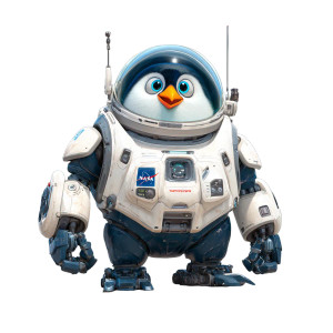 Penguin Space Robot Vinyl Car Decal Sticker – Waterproof & UV-Resistant 3.4133333333333336"