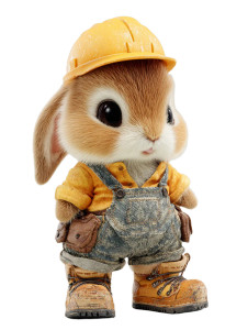 Chibi Construction Rabbit Vinyl Car Decal Sticker – Waterproof & UV-Resistant 4.1066666666666665"