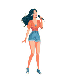 Singing Beach Girl Vinyl Car Decal Sticker – Waterproof & UV-Resistant 3.4133333333333336"