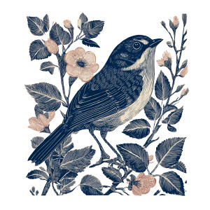 Vintage Linocut Bird Vinyl Car Decal Sticker – Waterproof & UV-Resistant 6.826666666666667"