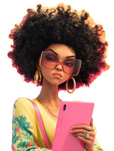 Fashionable Afro Woman Vinyl Car Decal Sticker – Waterproof & UV-Resistant 8.213333333333333"