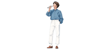 Singing Korean Boy Vinyl Car Decal Sticker – Waterproof & UV-Resistant 2.72"