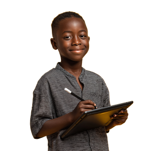 Young Boy With Tablet Vinyl Car Decal Sticker – Waterproof & UV-Resistant 6.826666666666667"