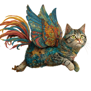 Flying Cat Fantasy Vinyl Car Decal Sticker – Waterproof & UV-Resistant 3.4133333333333336"