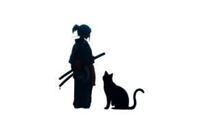 Samurai And Cat V2 Vinyl Car Decal Sticker – Waterproof & UV-Resistant 5.4