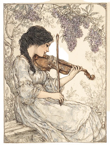 Edwardian Violinist Vinyl Car Decal Sticker – Waterproof & UV-Resistant 8.213333333333333"