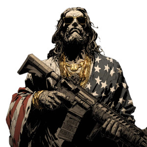 Jesus With Rifle Vinyl Car Decal Sticker – Waterproof & UV-Resistant 6.826666666666667"