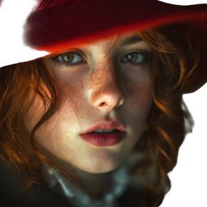 Girl In Red Hat V4 Vinyl Car Decal Sticker – Waterproof & UV-Resistant 3.4133333333333336"