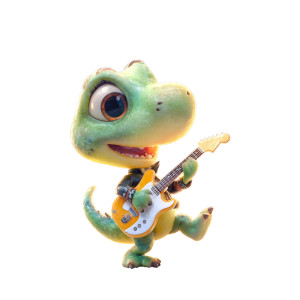 Dinosaur Guitarist V2 Vinyl Car Decal Sticker – Waterproof & UV-Resistant 3.4133333333333336"