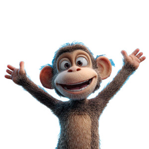 Happy Monkey Character Vinyl Car Decal Sticker – Waterproof & UV-Resistant 3.4133333333333336"