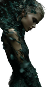 Gothic Leaf Gown Vinyl Car Decal Sticker – Waterproof & UV-Resistant 9.706666666666667"